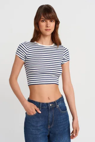 Gestreifte Crop-Top-Bluse