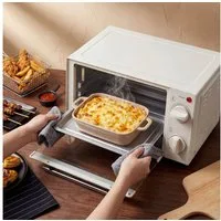 HOMCOM Minibackofen 9 L, 750W, mit Backblech, Grillrost, Temperaturbereich bis 230°C, zum Grillen, Backen, Toasten, Cremeweiß