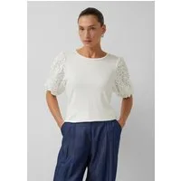 s.Oliver Kurzarmshirt T-Shirt Materialmix-Shirt mit Spitzen-Ärmeln