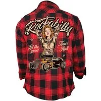 GASOLINE BANDIT® Flanellhemd Rockabilly schwarz-rot kariert: Let the good Times Roll
