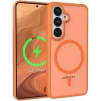 EAZY CASE Handyhülle Outdoor Case MagSafe für Samsung Galaxy S26 6,3 Zoll, Outdoor Case Handyhülle mit MagSafe Bumper leuchtend Orange