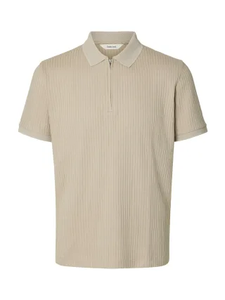 SELECTED MEN - SLMFAVE STRUCTURE SS POLO NOOS Oatmeal - Gr. - S