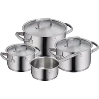 WMF Topf-Set Gourmet Plus, Cromargan® Edelstahl Rostfrei 18/10 (Set, 7-tlg), Mattiert, Hohlgriffe, Innenskalierung, breiter Schüttrand