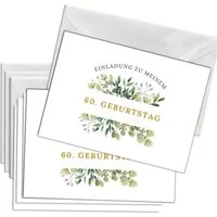 Briefzauber Einladungskarten Geburtstagseinladung 60. Geburtstag, Set 12x Karten & 12x Umschläge