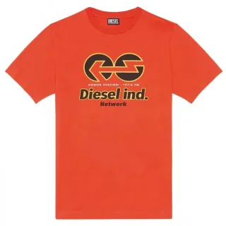 Diesel Unisex Erwachsenen Power Station Logo T-Shirt (Orange/Schwarz)