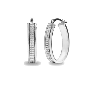 Damen Creolen, geometrischer Glanz, 925 Sterling Silber mit Zirkonia BIPE086