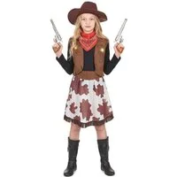 JADEO Kostüm Klassisches Cowgirl Kinderkostüm Wildwest braun-weiss