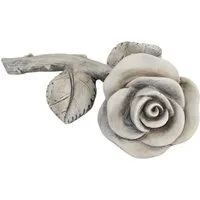 matches21 HOME & HOBBY Dekofigur Rose Blüte mit Stiel & Blatt Grabdeko Poly grau 1 Stk 13,5x7 cm (1 St)