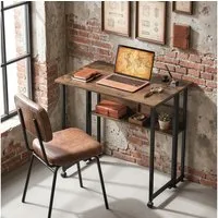 HOMCOM Schreibtisch 80 cm Klappbarer Computertisch mit Ablagefach (Klapptisch, 1-St., Bürotisch), für Homeoffice, Schlafzimmer, Rustikal-Braun