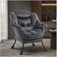 ANYSUN Loungesessel Relaxsessel aus Samt mit Nackenstütze, ergonomisch weich gepolstert (Sessel mit optionalem Fußhocker, Relaxsessel), Kompakter Relaxsessel 75 x 80 x 85 cm, wahlweise mit Fußhocker