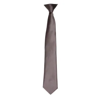 Premier Colours Herren Satin-Clip-Krawatte (Dunkelgrau)