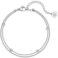 Hey Happiness Edelstahlarmband Damen Layer Kugeln, Kettchen 18K Gold Roségold mehrreihig, Armkette Schlangen Erbskette doppelt, wasserfest