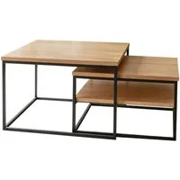 holz4home® Couchtisch 2er Set aus Eiche I Beistelltisch aus Massivholz, Ausziehbar