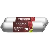 Fresco Dog BARF Hundewurst schnittfest Rind I 2 x 400g, Nassfutter für: Hunde, Getreidefrei, hoher Fleischanteil & mit Grünlippmuschel