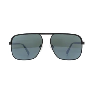 Guess carré Hommes Matte Black Green Mirror Lunettes de soleil