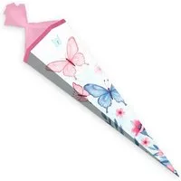 itenga Schultüte itenga Schultüte 85cm eckig Schmetterling ELARA Zuckertüte Tüllverschl