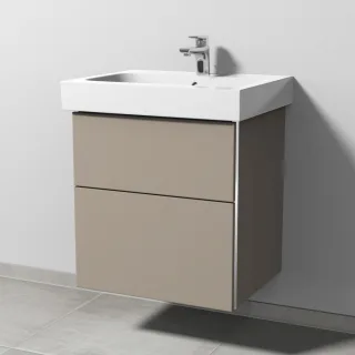 Sanipa 3way Waschtischunterbau zu Geberit iCon Waschtisch mit 2 Auszügen, Sandgrau-Matt BS65067