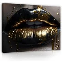 Wallarena Leinwandbild Lippen Frau - Schwarz - Modern - Wohnzimmer, Lippen, 60x40x2cm