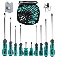 Refined Living Multitool 10-tlg Magnetschraubendreher-Set Ergonomie mit 2-IN-1 Magnetisierer, (5 Größen Kreuzschlitz- und 5 Flachkopfspitzen, Chrom-Vanadium-Stahl, 1 St., Hochwertiger Schraubendreher Set Profi zum Befestigen und Lösen), Schraubendreh