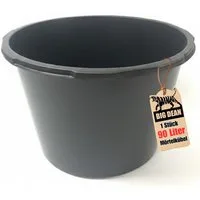 BigDean Mörtelkübel 90 Liter, Schwarz, Kunststoff, Made in Poland, UV-beständig, Stapelbar, (Stück, 1-tlg., Mörteleimer), Verstärkter Rand, ergonomische Griffmulden, UV-beständig