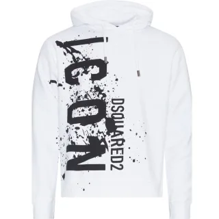 Dsquared2 Cool Fit Icon Splash Logo Weißer Kapuzenpullover