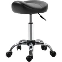 MC Star Arbeitshocker Rollhocker Höhenverstellbarer mit Rädern drehbar Kunstleder Schwarz (48 x 48 x 54-69 cm für Salon & Massage)