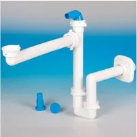 SO-TECH® Siphon Raumsparsiphon 32 - 40 mm Ablaufgarnitur f. Küche und Bad, Raumspar-Siphon weiß mit Geräteanschluss gerade oder 90°