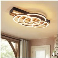 Nettlife LED Deckenleuchte Dimmbar Holz 3 Ringe 46W Modern Deckenlampe 70cm Wohnzimmer, LED fest integriert, 1/2/3/4 Ringe für Schlafzimmer Büro Küche