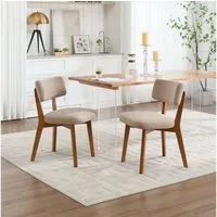 OKWISH 4-Fußstuhl Esszimmerstuhl (2er-Set mit Holzbeinen & gepolstertem Stoff), Polsterstuhl, ergonomisch