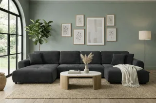Wohnlandschaft mit Schlaffunktion BRUSK MAX Sofa in Stoff Kronos Dunkelgrau