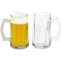 BURI Glas Biergläser mit Henkel 2er-Set 300ml Bierkrug Bierseidel Trinkgläser, Glas