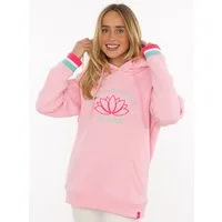 Zwillingsherz Hoodie "Be Patient" Schriftzug und Blüte, gestreifte Ärmelbündchen, Kapuze
