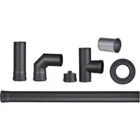 Hanseatic Ofenrohr Pelletofenrohr-Set, schwarz, 80 mm, (7-tlg), 90 °