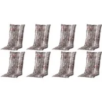 Madison Hochlehnerauflage 8 er Set C 067 Gartenstuhl Auflagen Kissen Polster für Hochlehner, (Spar-Set, 8 St., 8 Auflagen), für Hochlehner-Stühle UV-beständig inkl. Bindebänder und Halteband