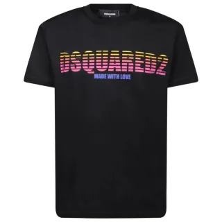 Dsquared2 Cool Fit Made With Love Logo Schwarzes T-Shirt