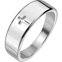 viva-adorno Fingerring Edelstahl Damenring Herrenring Silber christliches Kreuz schlicht, Jesus Glauben