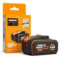 Worx Akku-Bohrmaschine Worx Akku PowerShare Pro 20V 4.0 Ah mit Ladestandsanzeige