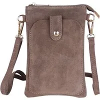 MIRROSI Handytasche Damen Kleine Umhängetasche aus Wildleder Made in Itlay (ca.14x21x3cm), Mini Handytasche zum Umhängen, Handy Tasche