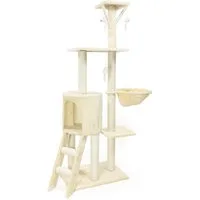 KomfortHome Kratzbaum Katzenbaum 138 cm Kletterbaum Sisal Plüsch Hängematte Höhle stabil, Kratzsäulen Spielzeug Plattformen Mehrstöckig Katzen Aktivitätscenter