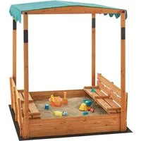 en.casa Sandkasten, »Pitsunda« Sandkiste 145x118x118 cm mit 2 Sitzbänke Natur/Grün