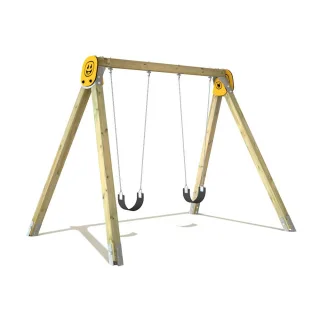 Öffentliche Doppelschaukel PRO Rise - Massivholz Spielplatz Schaukel für Kindergärten - Wetterfest mit feuerverzinkten Ketten - Robust - Wickey
