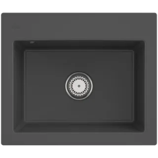 Villeroy & Boch Subway 60 S Einbauspüle 330901i4 mit Ablaufgarnitur und Handbetätigung, 600 x 510 mm, Graphit