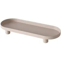 BOLTZE Dekotablett Manon – Ovales Metall-Tablett 28 cm, Schwarz & Beige, schmal