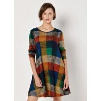 Apricot A-Linien-Kleid Swingdress mit Color-Block Muster