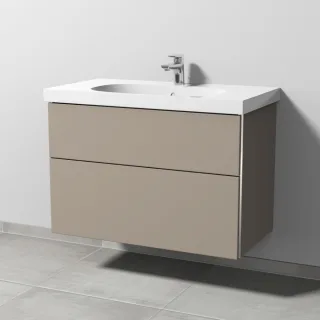 Sanipa 3way Waschtischunterbau zu Geberit Acanto Waschtisch mit 2 Auszügen, Sandgrau-Matt BS41867