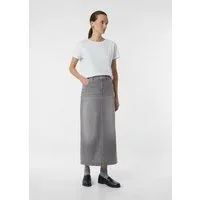 comma Maxirock Rock Langer Jeans-Rock mit Kontrast-Nähten