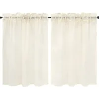Joyswahl Scheibengardine (2 St), Stangendurchzug, transparent, Voile Kurzstores, Einfarbige, Küche