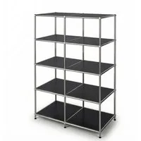 Floordirekt Bücherregal Standregal Concept Epure MK-015 Raumteiler, verchromtes Metallgestell, höhenverstellbare Kunststofffüße, 5 Ablagen, B78×T40×H118 cm