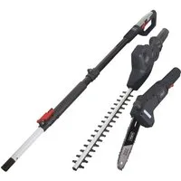 Scheppach Teleskop-Heckenschere TPX710, bis 4 m Arbeitshöhe, (Set, Heckenschere + Hochentaster), 2in1 Teleskop-Heckenschere + Hochentaster