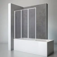 Schulte Badewannenfaltwand Well 127 x 140 cm, Kunstglas, (3 tlg), Tropfen Dekor Alu-Natur